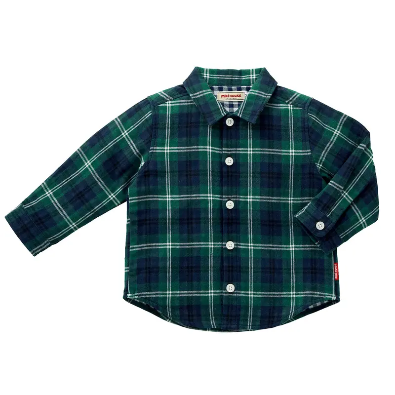 CHEMISE À CARREAUX EN COTON VERTE MIKI HOUSE