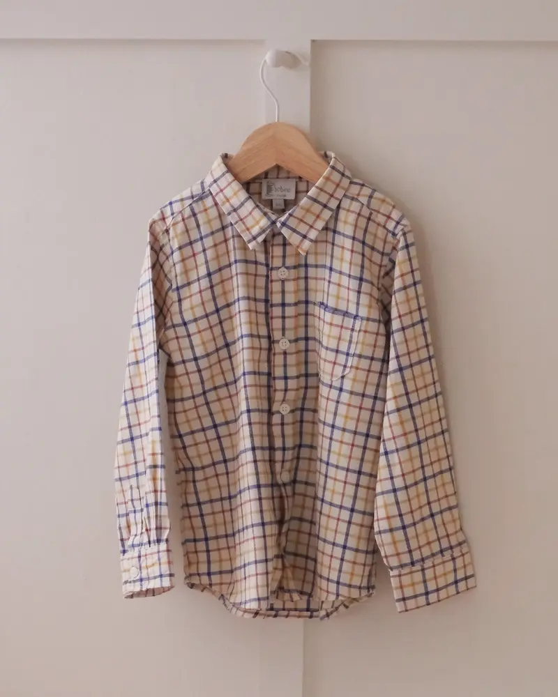 Chemise bébé à carreaux jaune bleu