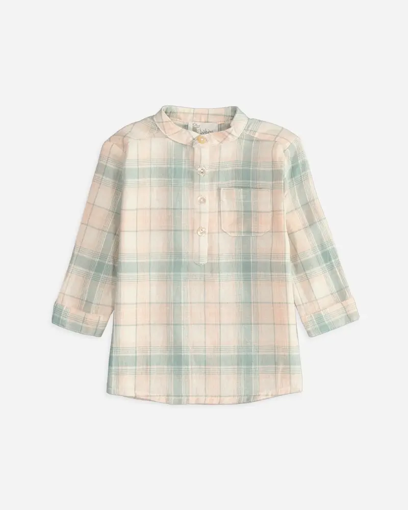 Chemise bébé Ernest imprimée carreaux saumon