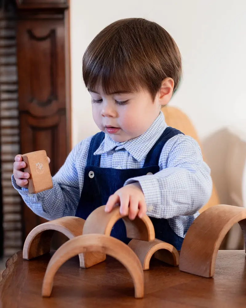 Chemise bébé pied de poule bleu