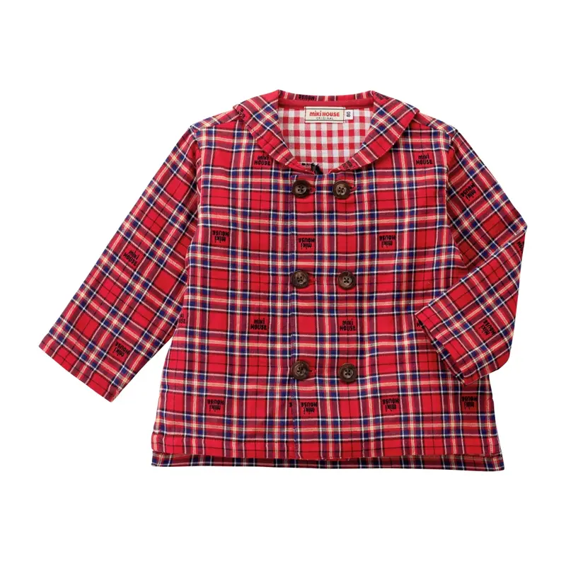 CHEMISE-VAREUSE À CARREAUX ROUGE