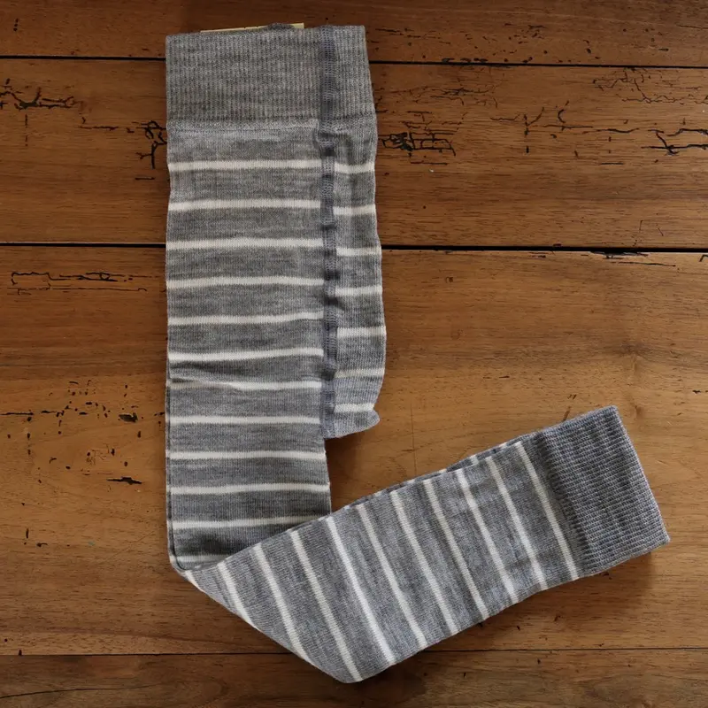 Children Wool/Cotton Footless Tights - Ecru/Grey Melange - 1-8y