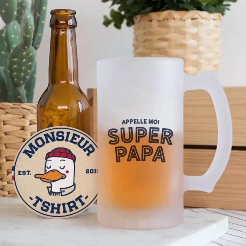 Chope de bière « Appelle-moi Super Papa » – 470 ml