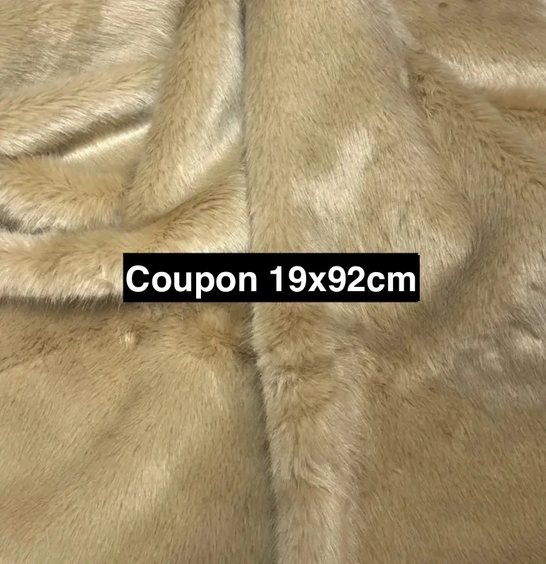 Chute d'atelier tissu fausse fourrure de qualité à poils mi-longs beige 19cmx92cm