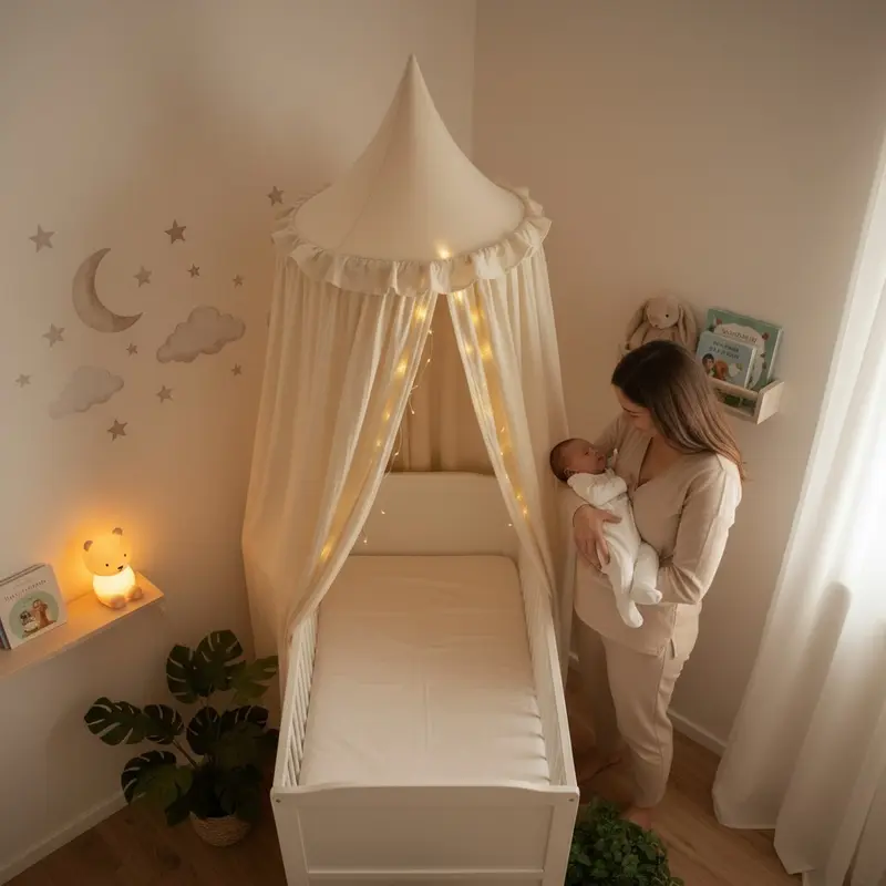 Ciel de lit bébé beige | Féerique