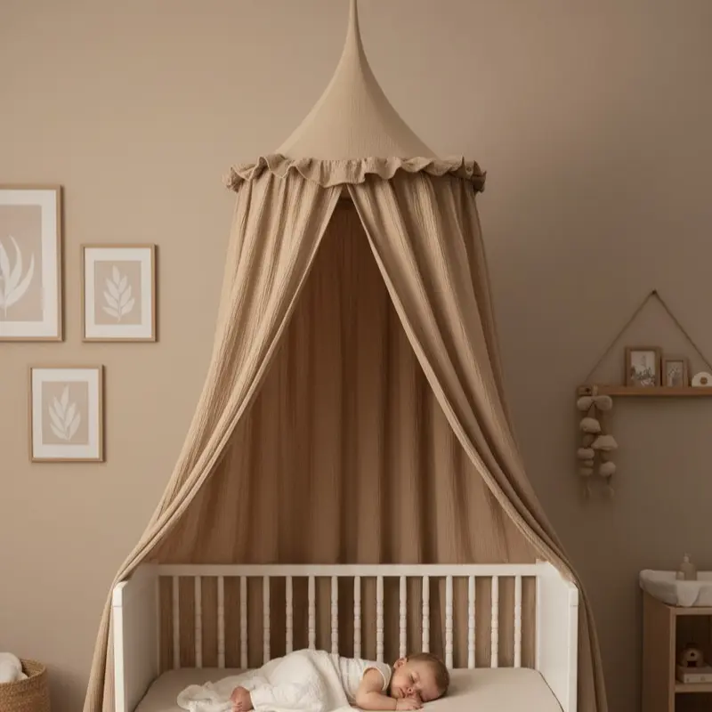 Ciel de lit bébé en mousseline de coton | Douceur Protectrice