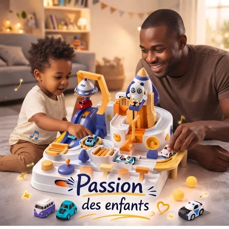Circuit de voiture – Jeu éducatif mécanique sans piles, dès 3 ans