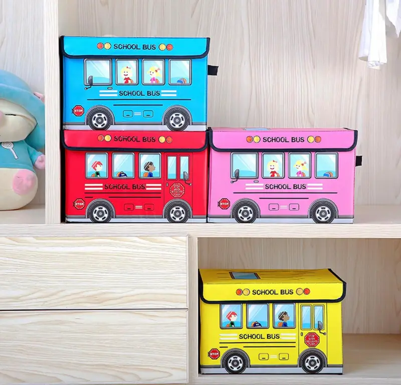 Coffre à jouet Pliabble Bus Scolaire|JoyKids