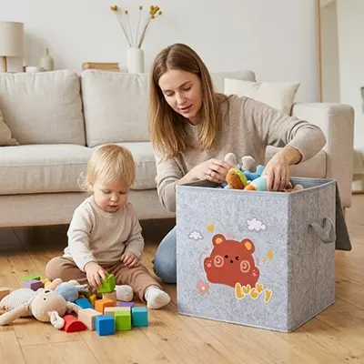 Coffre à jouets enfant pliable avec couvercle