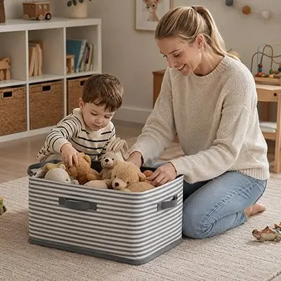 Coffre rangement enfant pliable et zippé