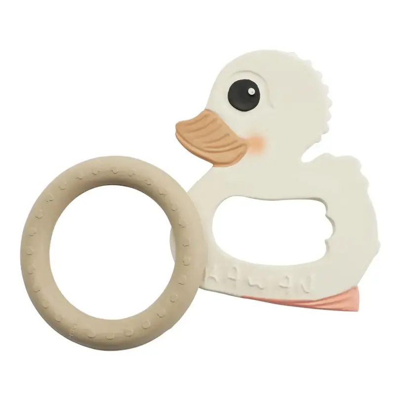 Coffret cadeau anneau de dentition & canard HEVEA - Sable