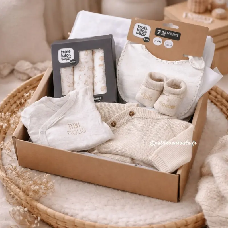 Coffret cadeau naissance beige mixte – Ensemble bébé 0/1 mois Beige Mom