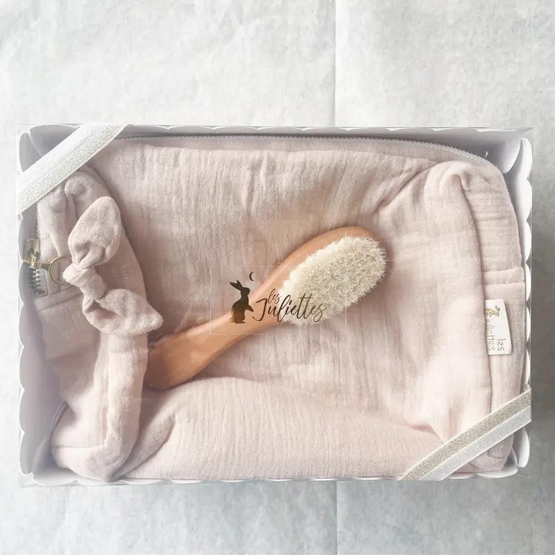 Coffret cadeau " Petit bain " bébé personnalisé rose poudré