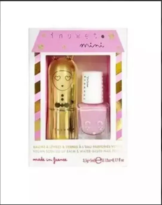 Coffret duo baume à lèvres cheesecake et vernis à l'eau pastèque - inuwet