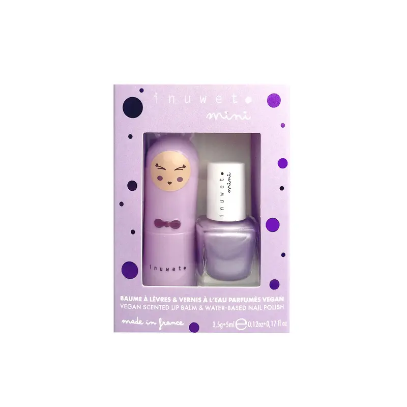 Coffret duo Baume à lèvres et vernis à l'eau - Guimauve et myrtille - Inuwet