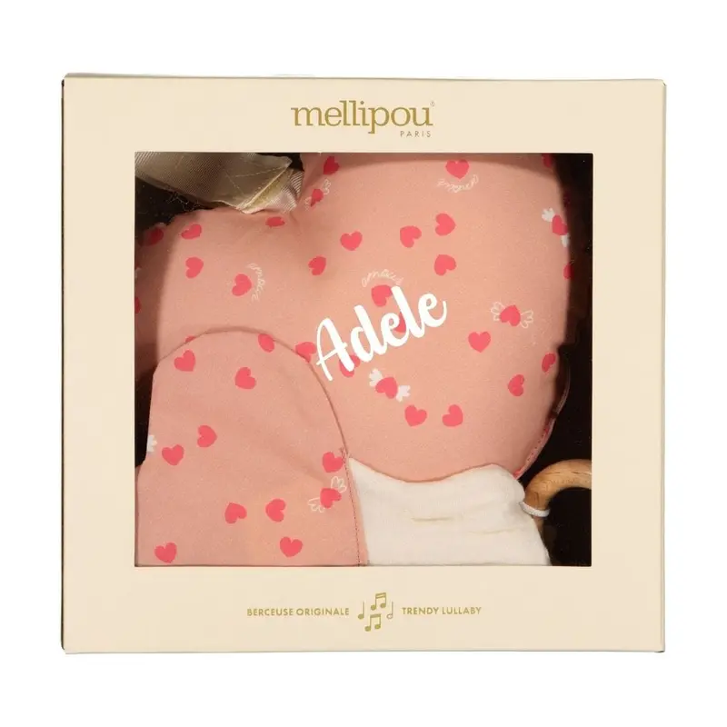 Coffret naissance Amour - coeur musical et doudou lange