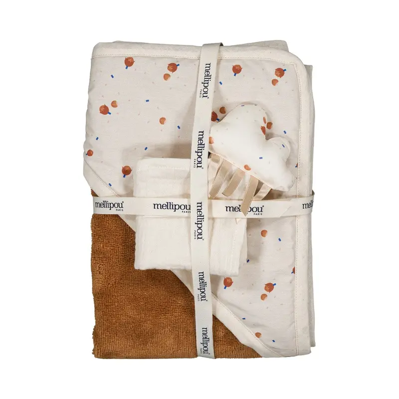 Coffret naissance cape de bain, doudou lange - Noisette
