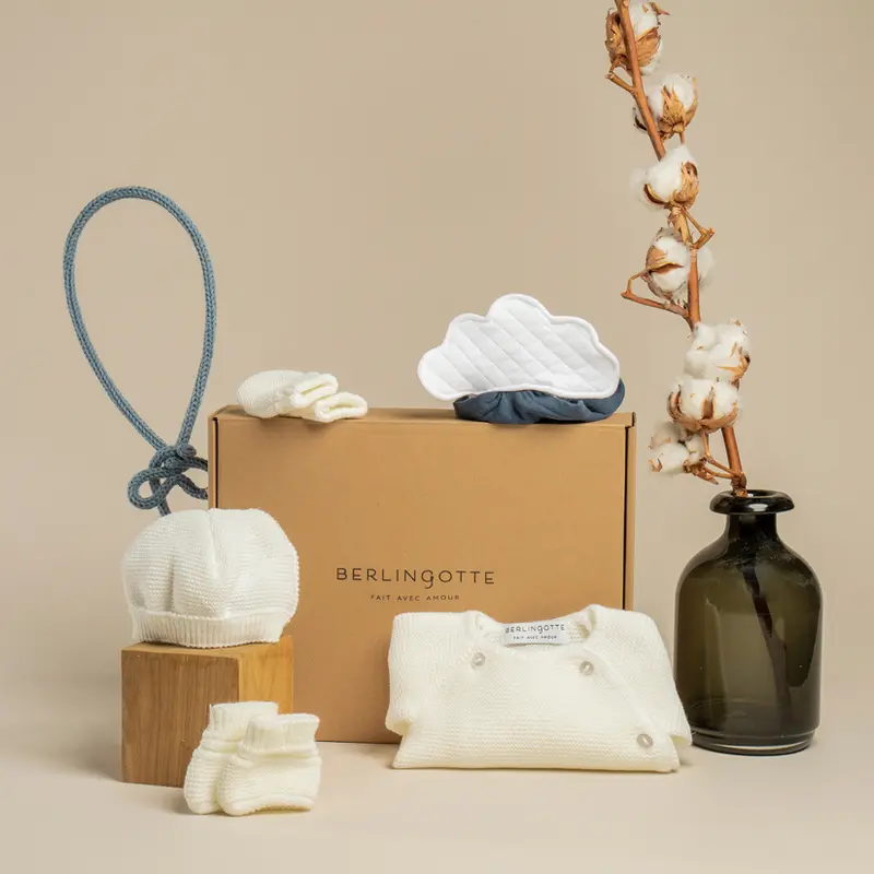 Coffret naissance Hortense écru et bleu