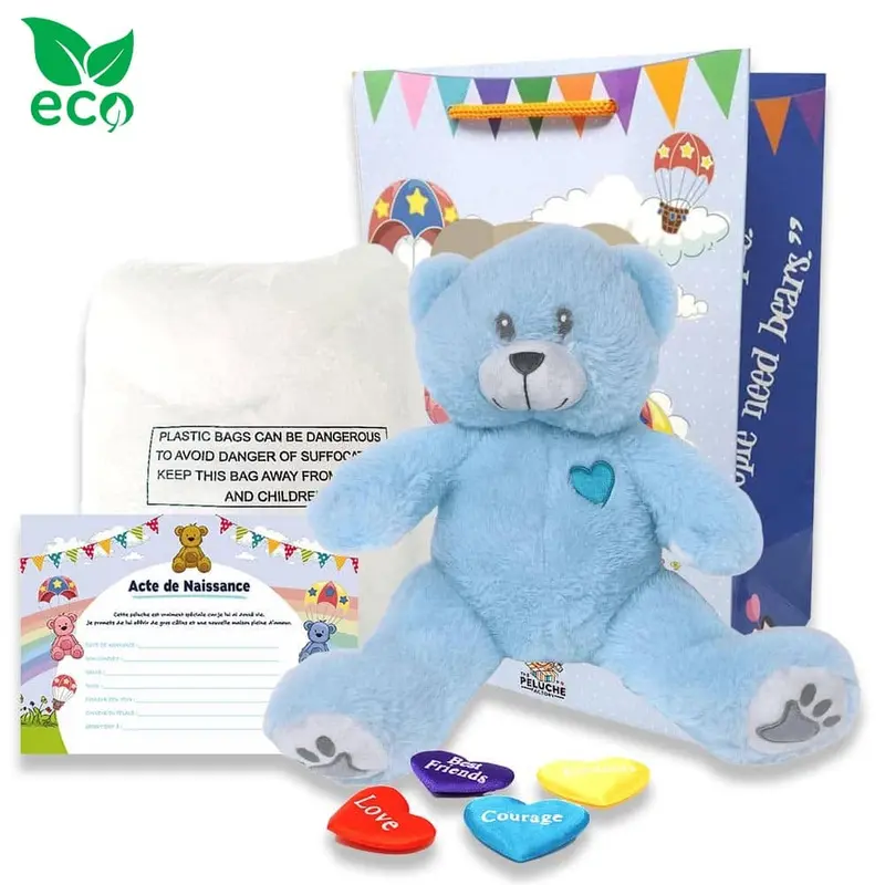 Coffret Peluche à Créer - Nounours Coeur Bleu ECO