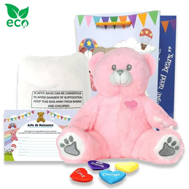 Coffret Peluche à Créer - Nounours Coeur Rose ECO