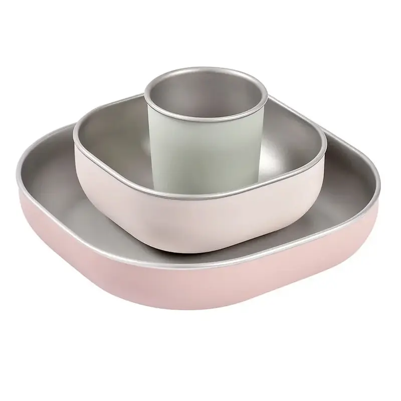 Coffret repas bébé inox Béaba - Barbe à papa
