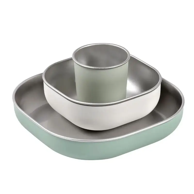 Coffret repas bébé inox Béaba - Sage green