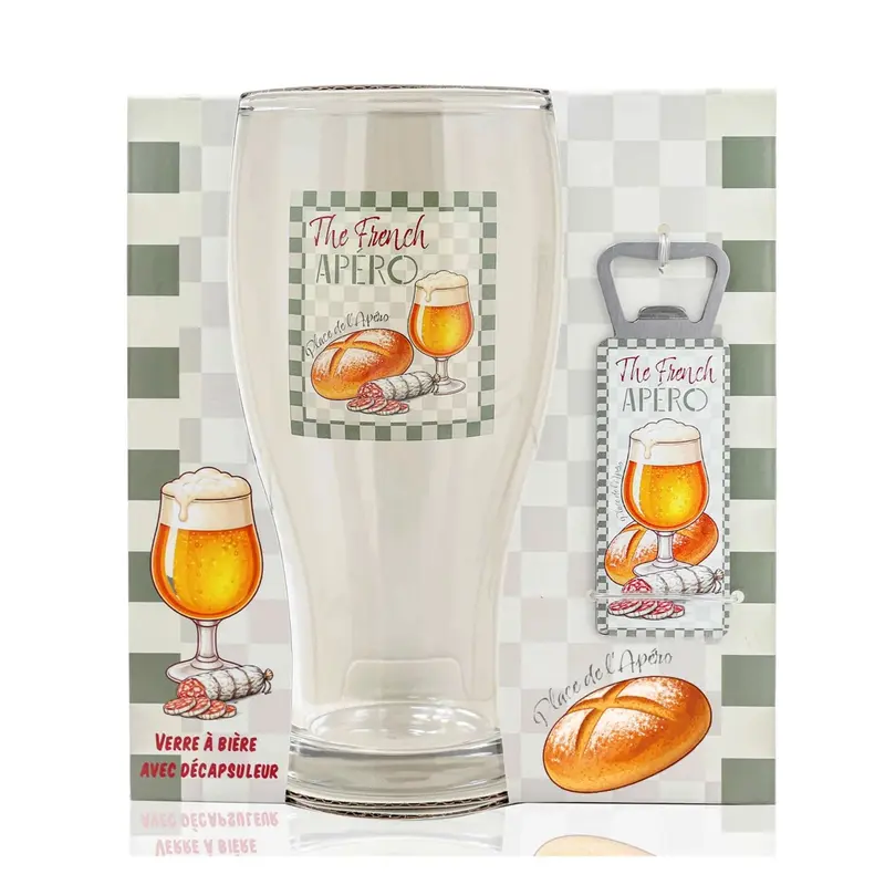 Coffret Verre Bière Décapsuleur French Apéro - Déco Intemporelle