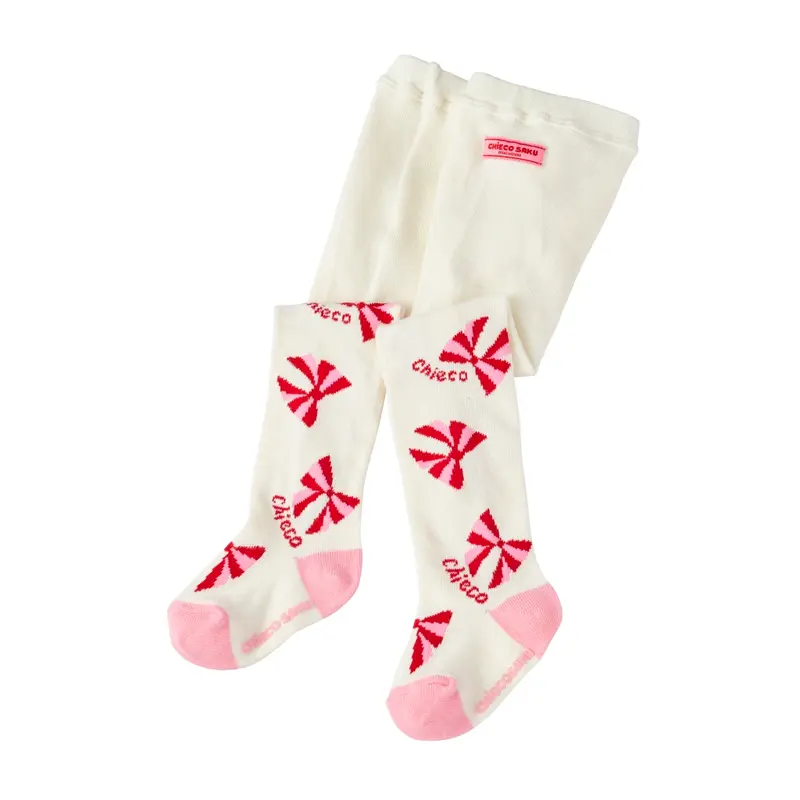 COLLANTS COTON BLANC ET ROSE CHIECO SAKU