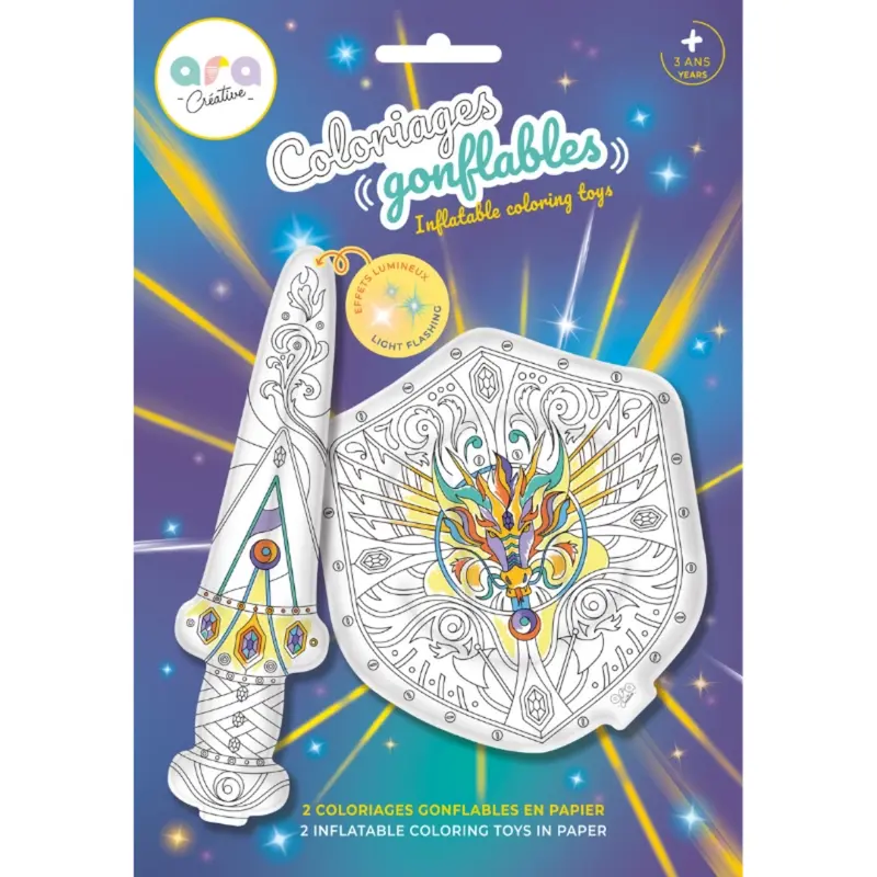 Coloriages gonflables - Epée et bouclier lumineux - Ara Créative