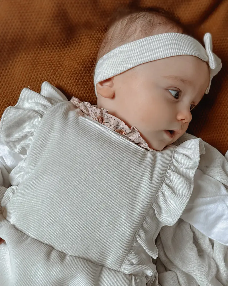 Combinaison bébé Cécile velours écru