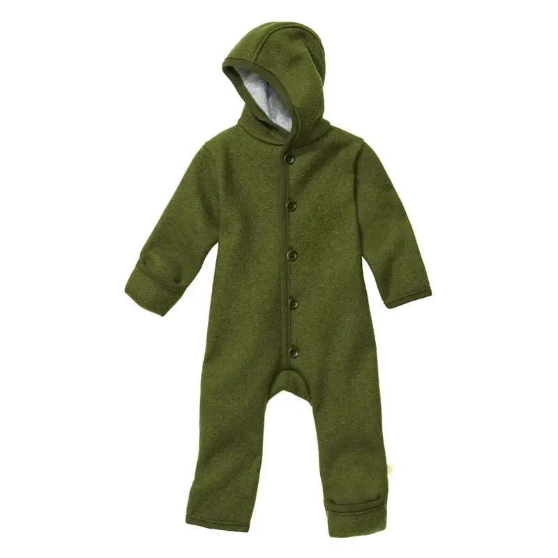 Combinaison bébé en laine bouillie Disana - Olive