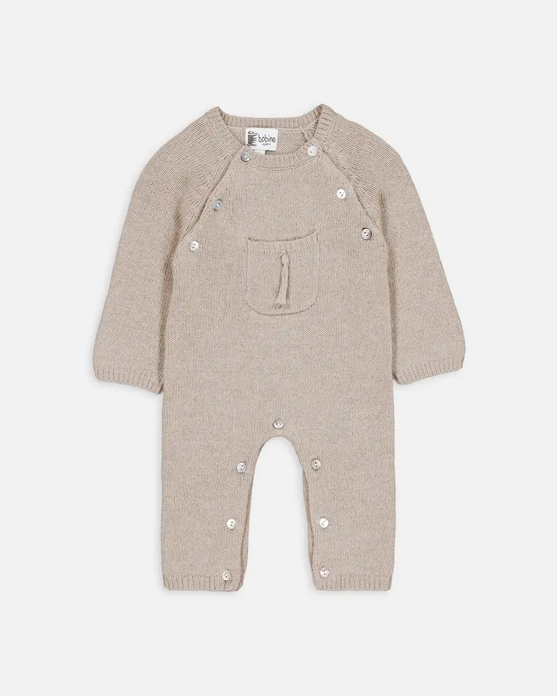 Combinaison bébé laine et cachemire beige clair