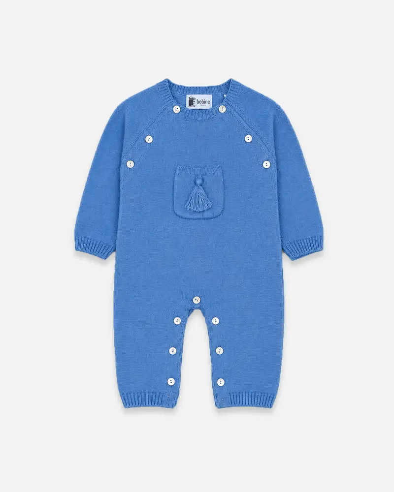 Combinaison bébé laine et cachemire bleu pastel