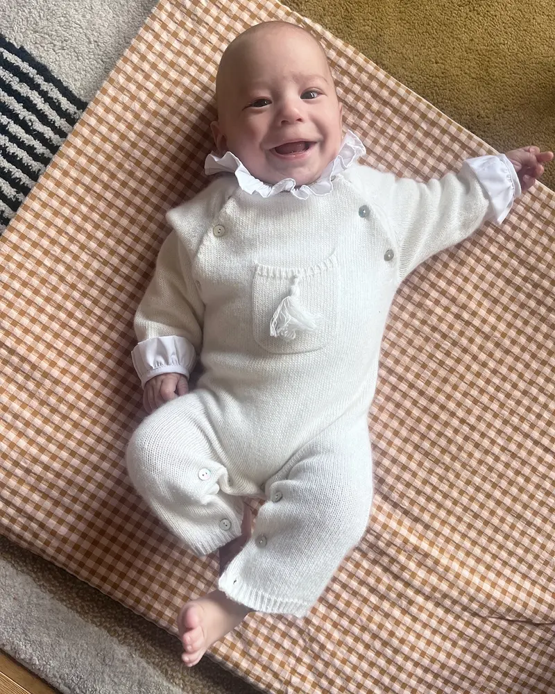 Combinaison bébé laine et cachemire écru
