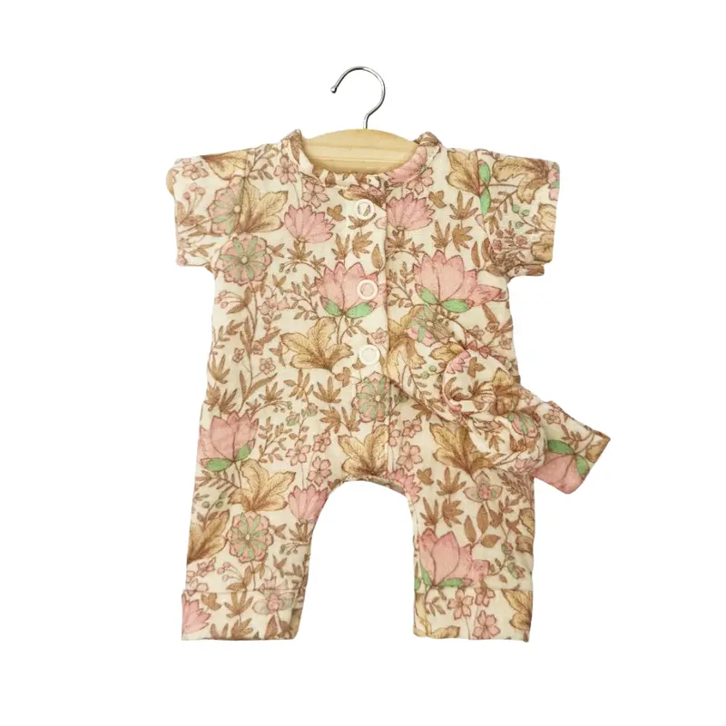 Combinaison Lili et son headband pour poupées Babies (28 cm) - Indienne Rosée - Minikane