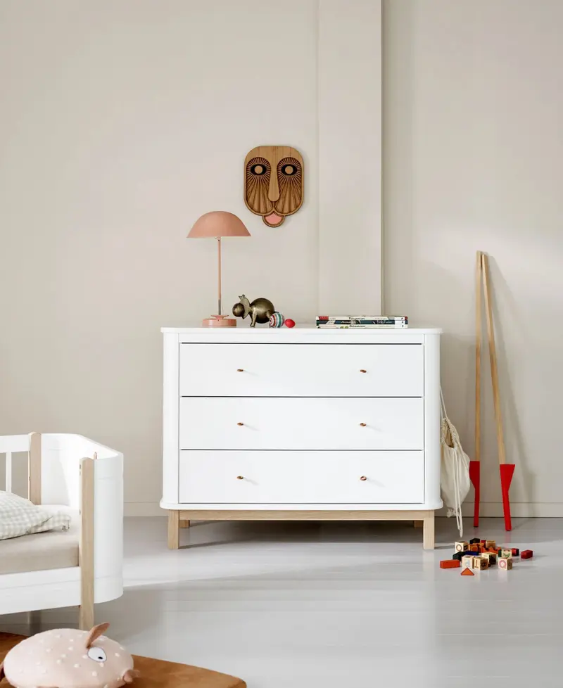 Commode 3 Tiroirs Oliver Furniture - Blanc/chêne - Nouveauté