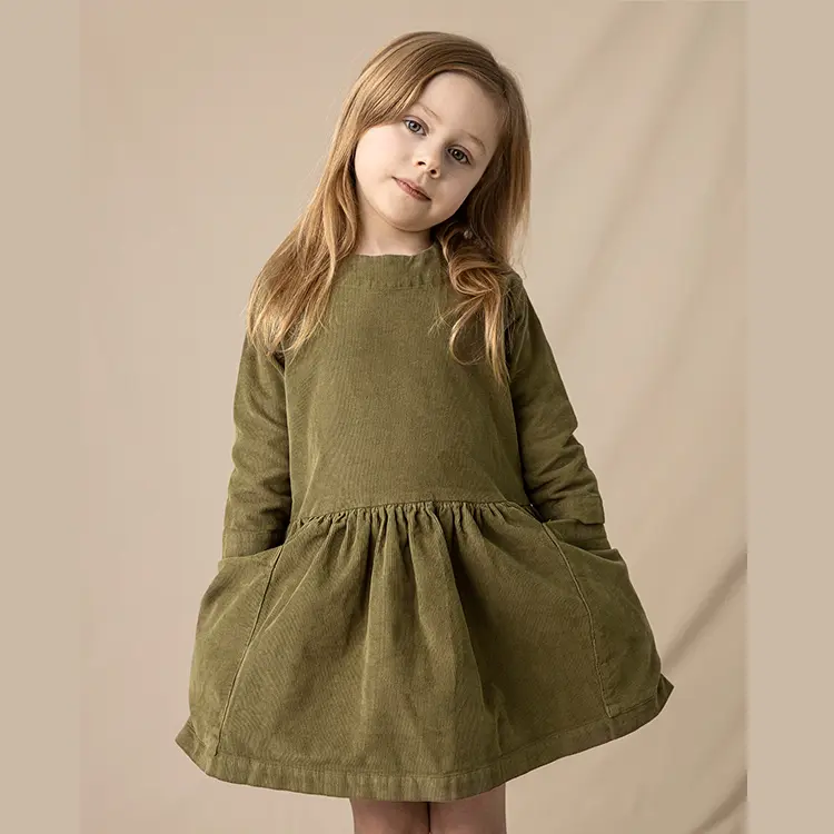 Corduroy Pocket Dress - Olive - 3-5y only