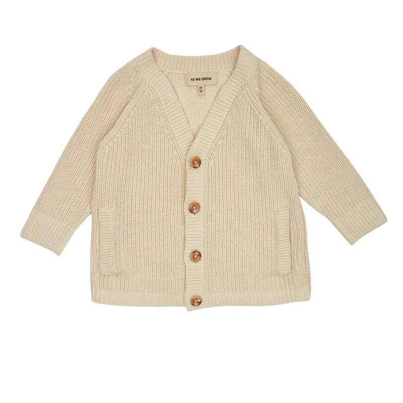 Cotton Brioche Cardigan - Cream - 3- 8y