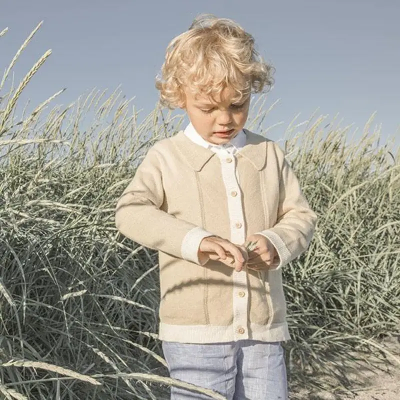 Cotton Collar Cardigan - Beige - 18m-8y