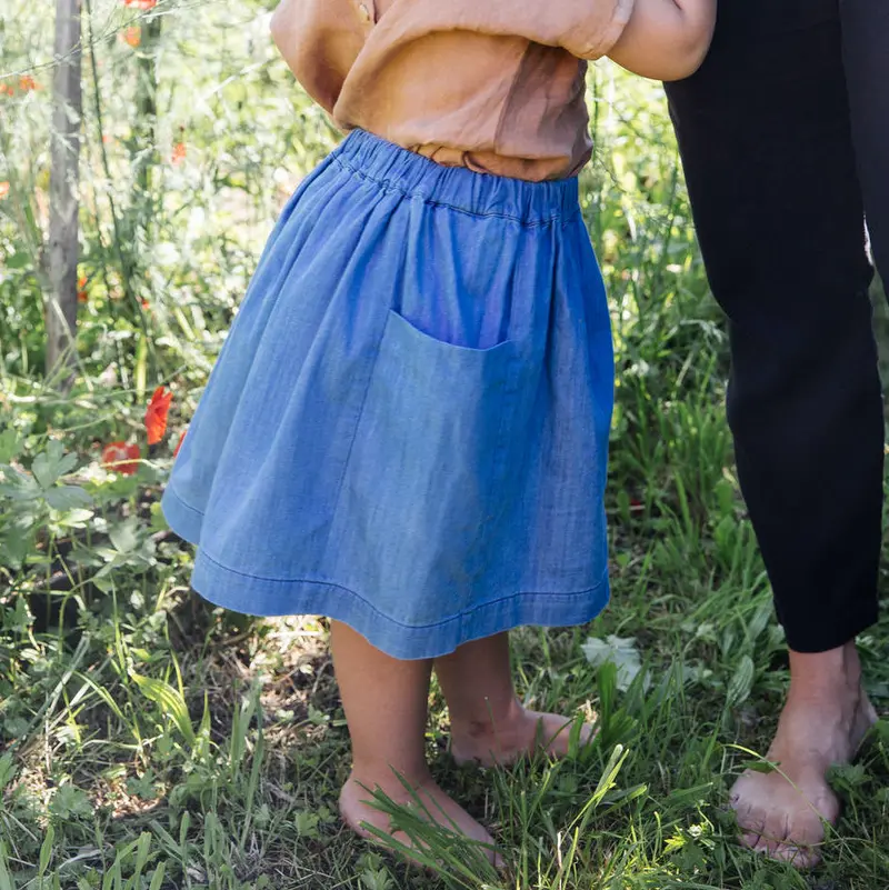 Cotton Gaia Skirt - Denim - 3-8y