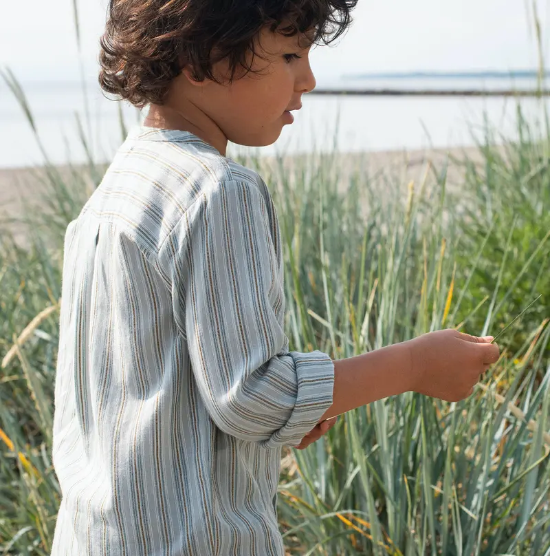 Cotton Peasant Shirt - Shade Stripe - 3-11y
