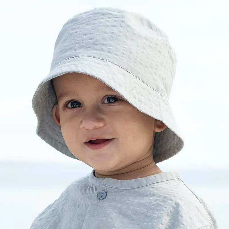 Cotton Seersucker Bucket Hat - Light Shade - 1m-10y