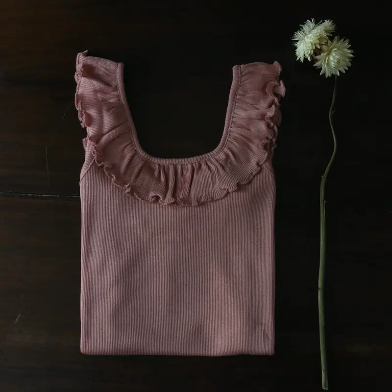 Cotton & Silk Herdis Ruffles Top - Tulip - 6-8y only