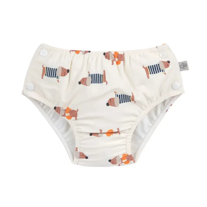 Couche de bain bébé Chien orange blanc - LASSIG