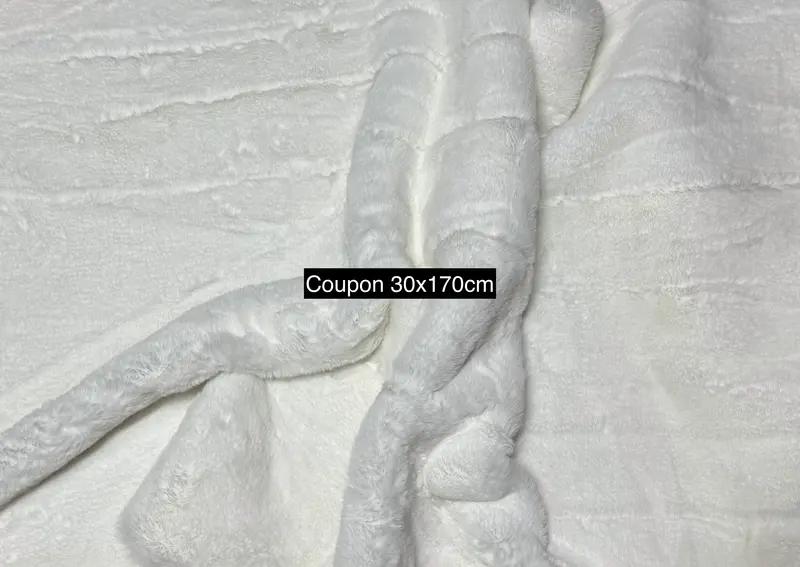 Coupon de fausse fourrure blanche poils mi-longs 30x170cm