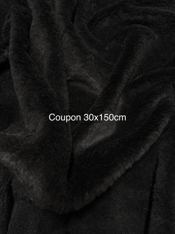 Coupon fausse fourrure à poils mi-longs épaisse et légère noir 30cm x 150cm