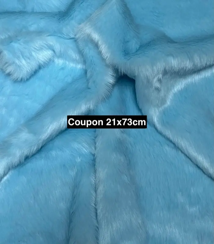 Coupon fausse fourrure bleu clair 21x73cm poils 2cm doux