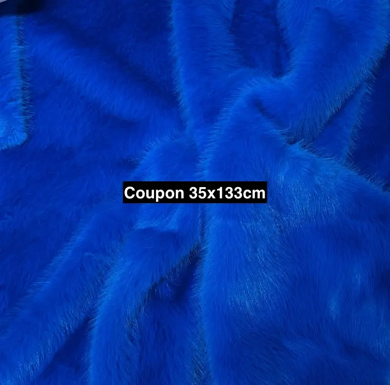 Coupon fausse fourrure bleu électrique 35 x 133 cm – poils mi-longs 2 cm