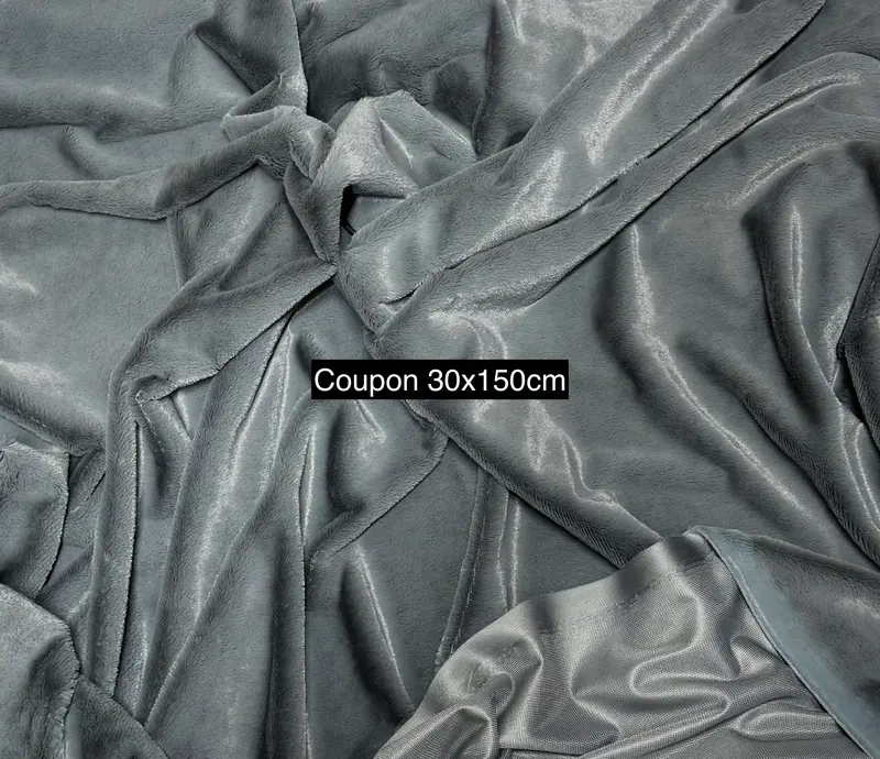 Coupon fausse fourrure gris 30x150cm poils courts 0,5cm souple