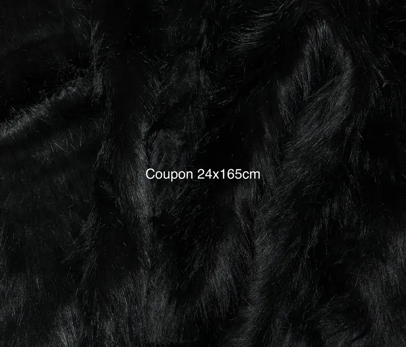 Coupon fausse fourrure noire 24x165 cm – poils longs 4/5 cm